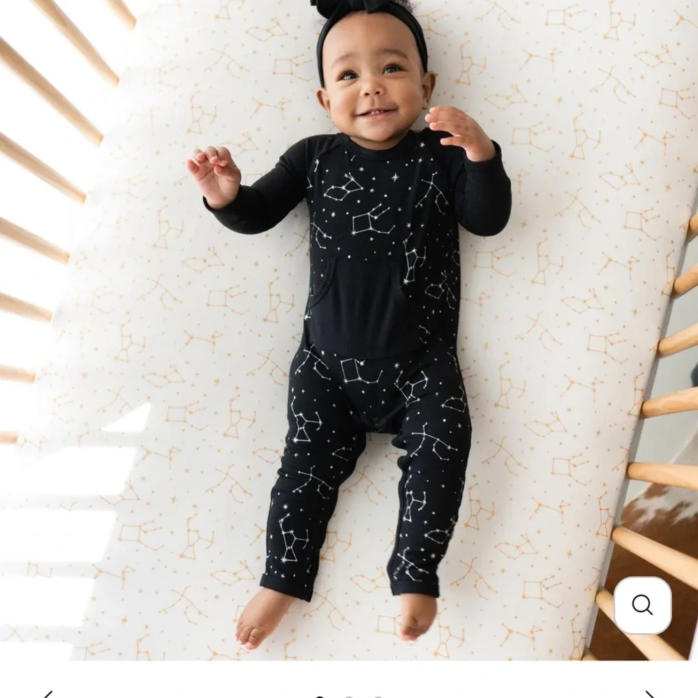 Kyte NWT  Bamboo Pajamas Sleeper Longall in Midnight Constellation Black - Picture 4 of 8
